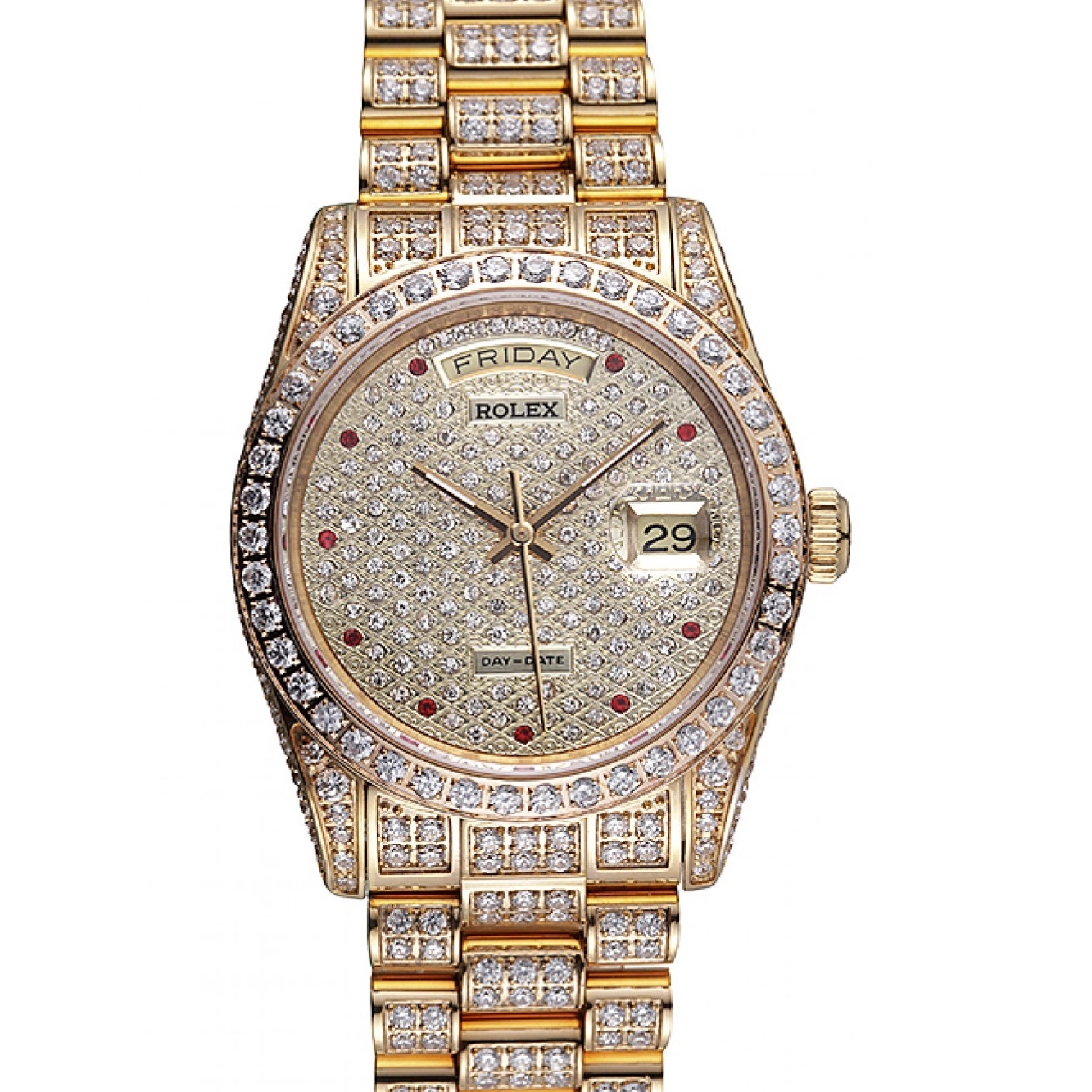 Diamonds Gold-srl185 Yellow Day-Date Swiss 621615 Rolex 0824